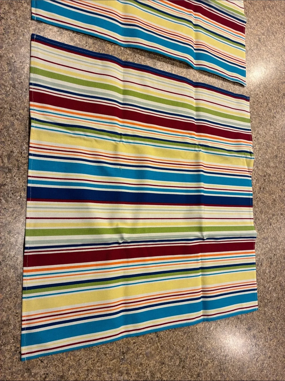 Longaberger Sunny Day Stripe Napkins Blue Yellow WITH IMPERFECTIONS SMELLS MUSTY